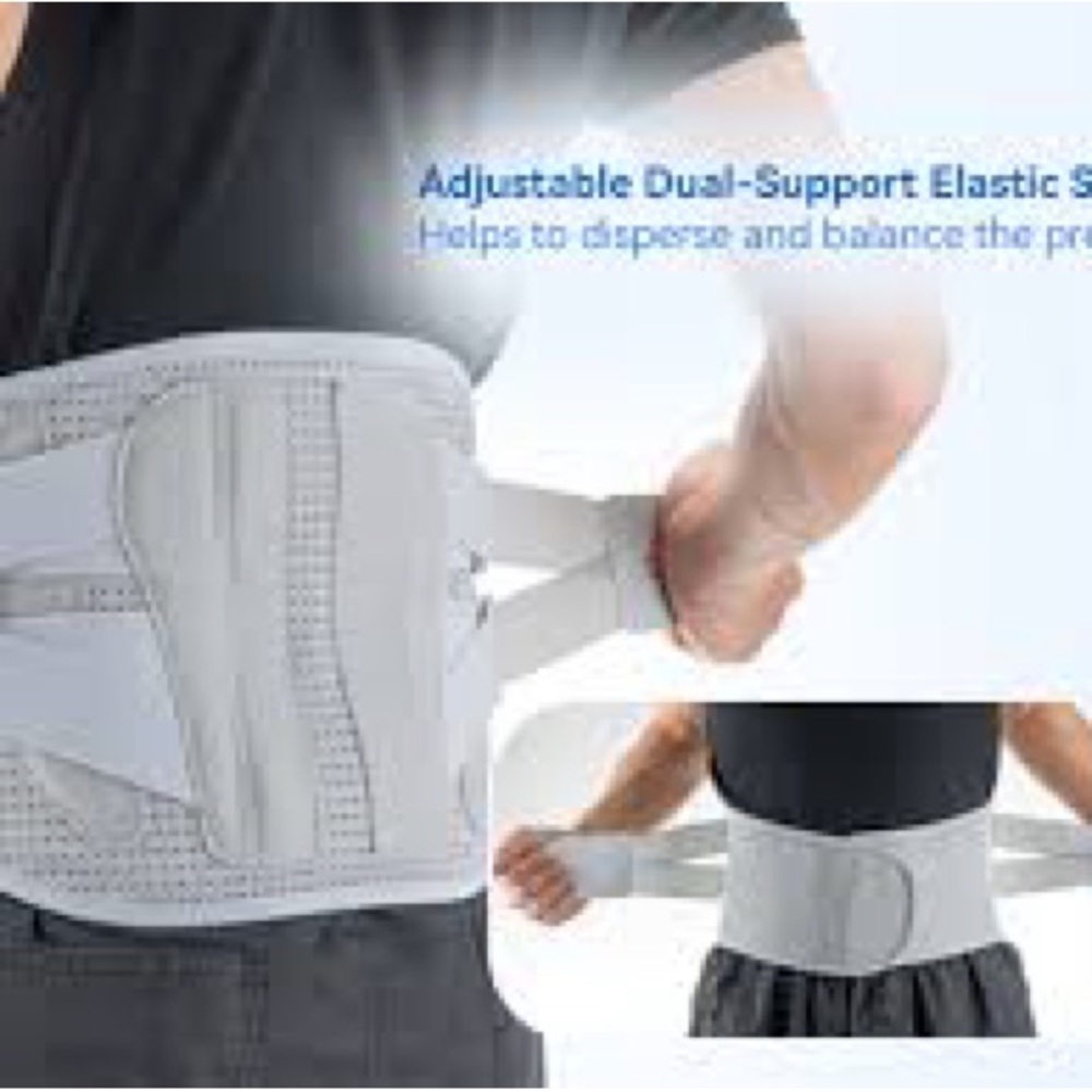 Back brace / lower back pain 2 removable lumbar support pads metal splints Sz: M